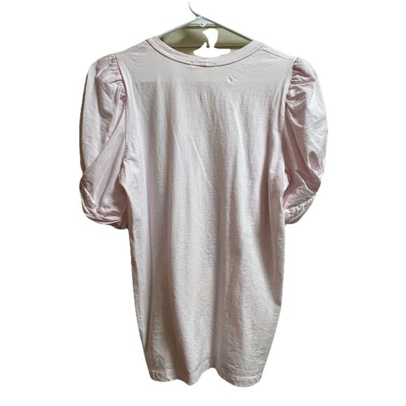 A.L.C. Women's Light Pink Kati Ruched Puff Sleeves Cotton Blouse Top Small - Picture 5 of 7